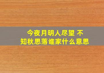 今夜月明人尽望 不知秋思落谁家什么意思